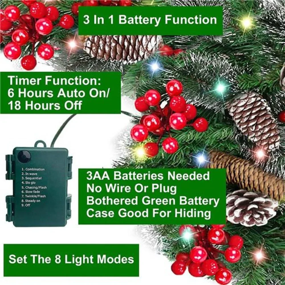 9 Ft by 10 Inch 100 LED Christmas Garland Decor